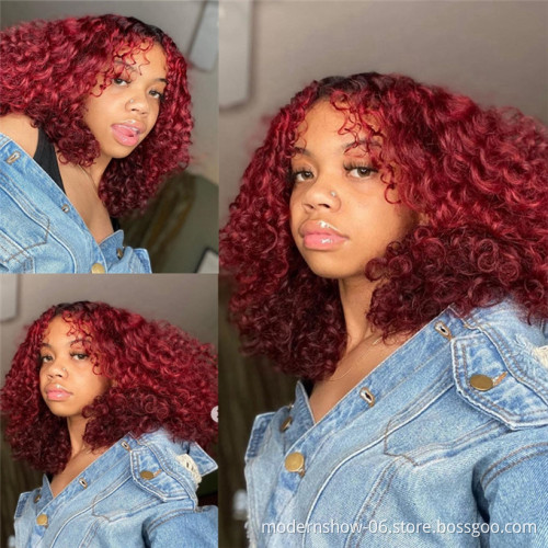 Hot Sale Short Curly BOB Wig Side Part Water Wave Lace Frontal Bob Cuticle Aligned Human Hair Lace Front Wigs for Black Women